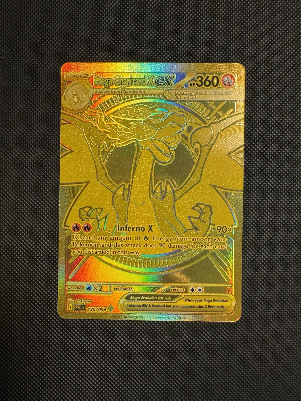 Mega Charizard X EX 130/094 Phantasmal Flames Hyper Rare Gold